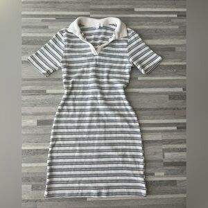 Striped Collared Polo Mini Dress